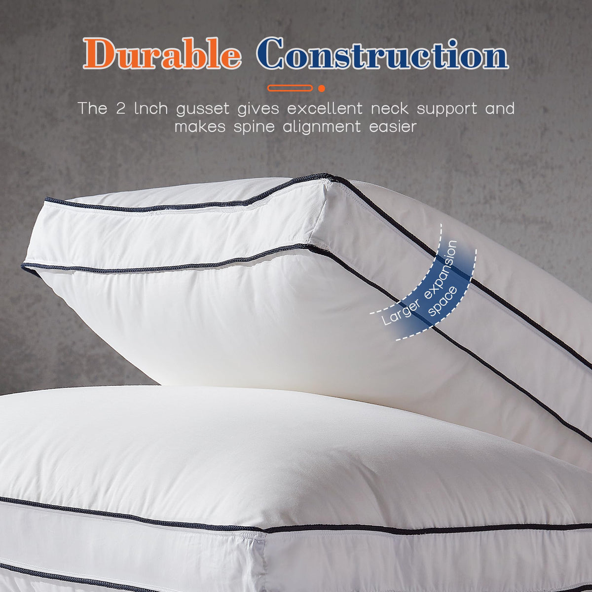 Decroom pillow shown for side and back sleepers with extra support
