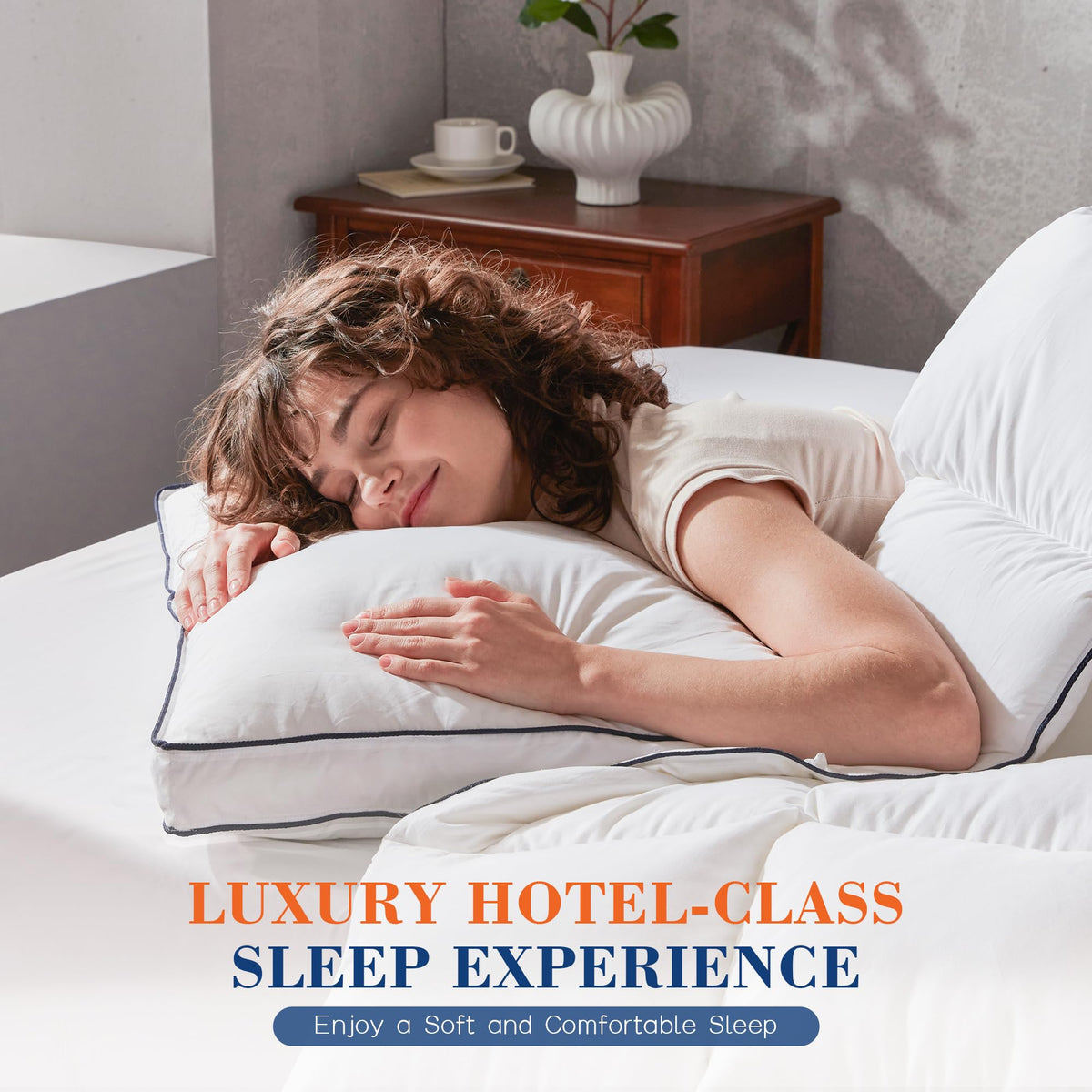 Decroom pillow with silky smooth cotton-polyester shell for breathable comfort