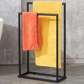 DECLUTTR towel rack stand front view highlighting two-tier storage for towels