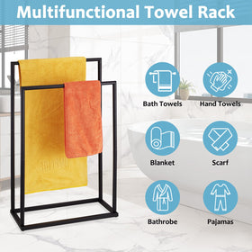 DECLUTTR towel rack stand matte black finish resists scratches and rust