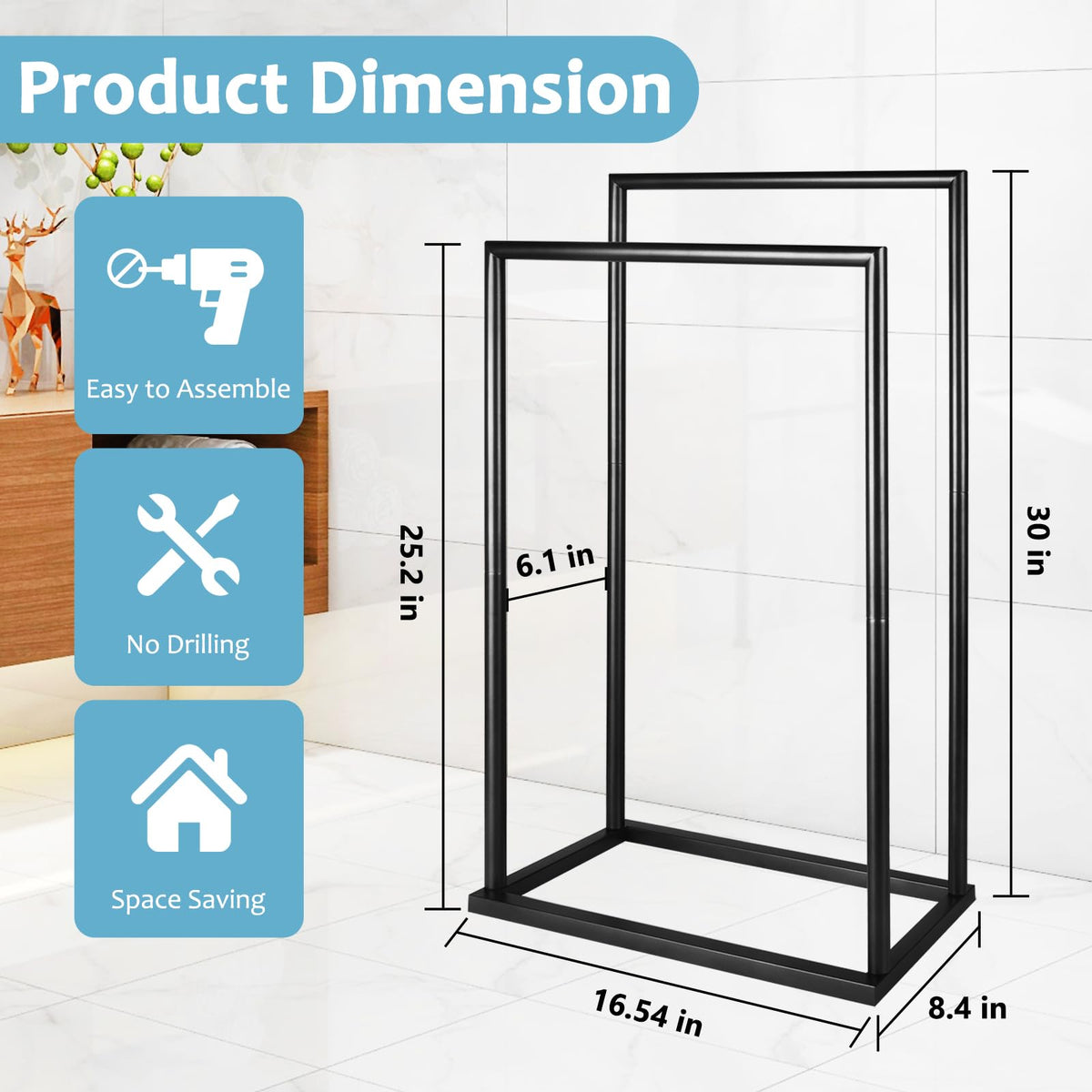 DECLUTTR towel rack stand two-tier design for towel organization