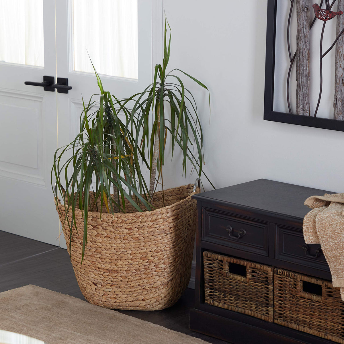 Deco 79 brown seagrass storage basket suitable for indoor and outdoor use