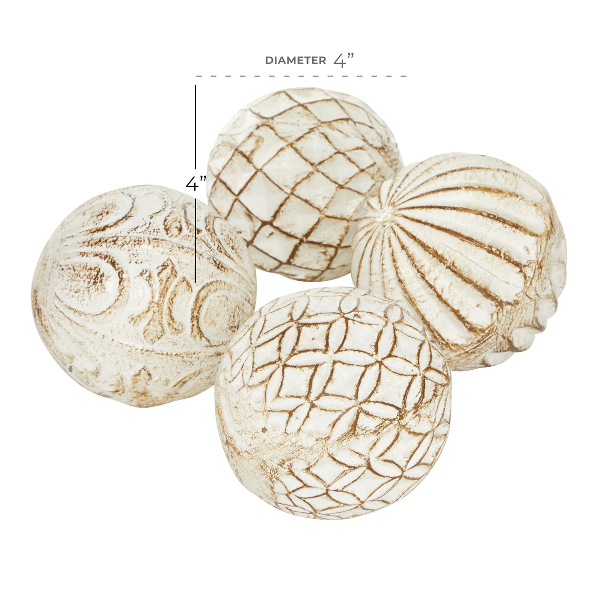 Deco 79 cottage style white and gold exterior decorative balls