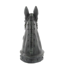Deco 79 horse head with hitching post detail enhances traditional decor.