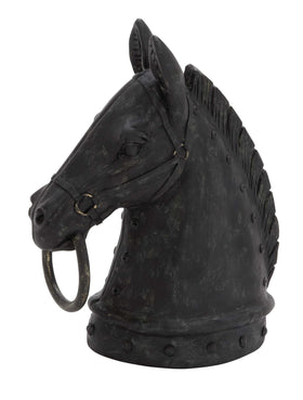 Deco 79 polystone horse head sculpture adds timeless focal point.