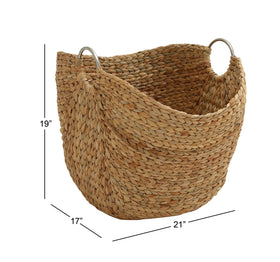 Deco 79 seagrass basket in room adds natural decorative storage