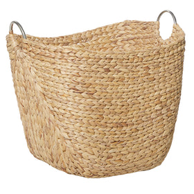 Deco 79 seagrass large woven basket with ring handles for versatile storage