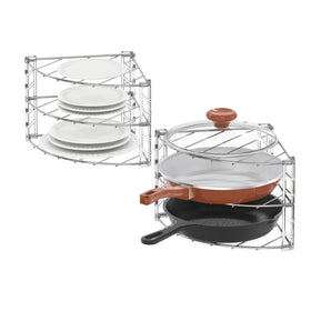 Deco Brothers 3-tier corner shelf chrome finish fits tight kitchen corners.