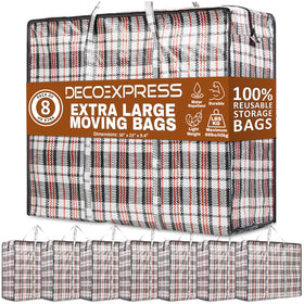 DECO EXPRESS 8-pack heavy-duty moving bags for durable clothes storage and easy relocation