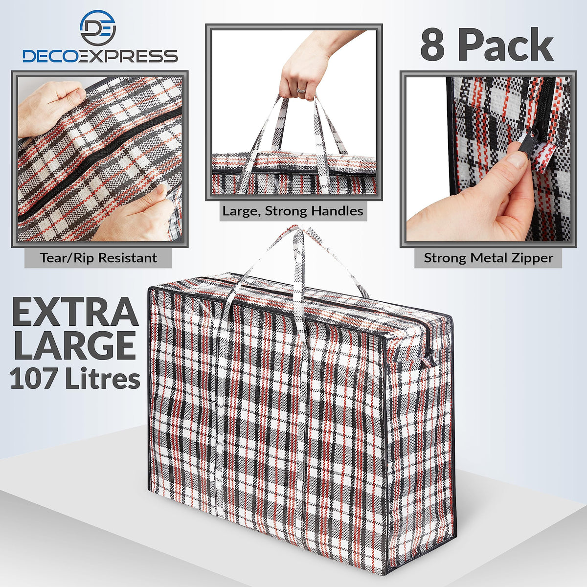 DECO EXPRESS oversized laundry bags with handles ideal for dorms and shared housing