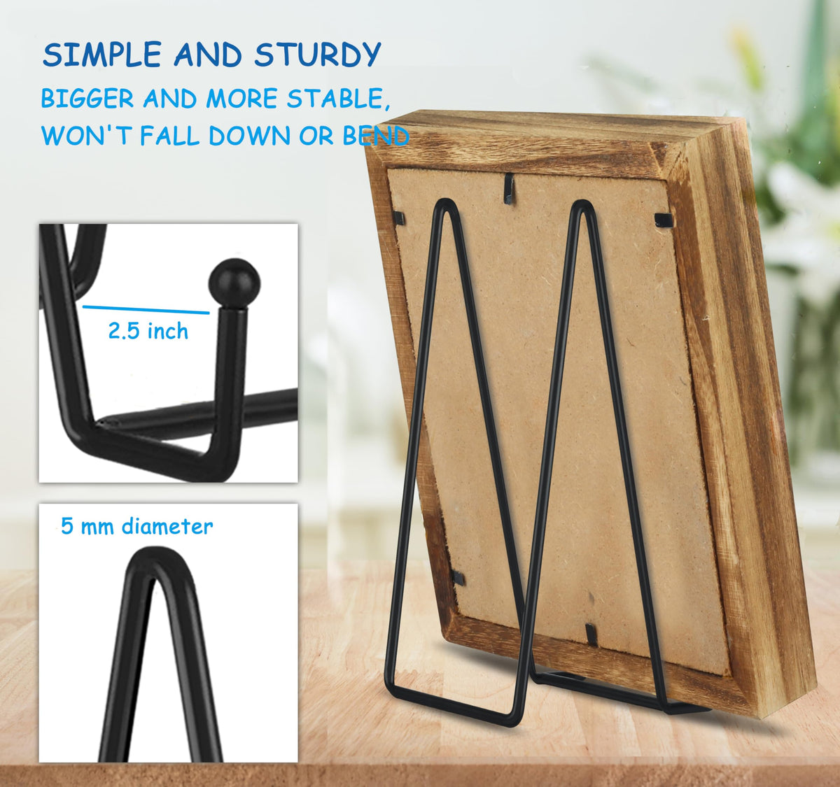 Decolore 12-inch black stand base detail highlights wide, stable footprint