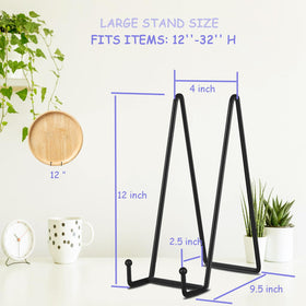 Decolore 3 Pack 12-Inch Black Picture Stand side view sturdy support for canvases