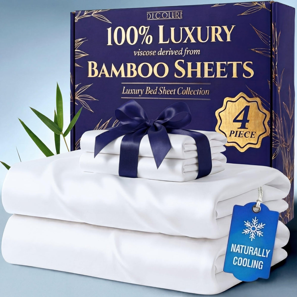 DECOLURE king flat sheet close-up shows silky softness and breathable weave for cooling nights.