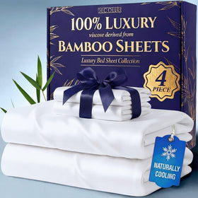 DECOLURE king flat sheet close-up shows silky softness and breathable weave for cooling nights.
