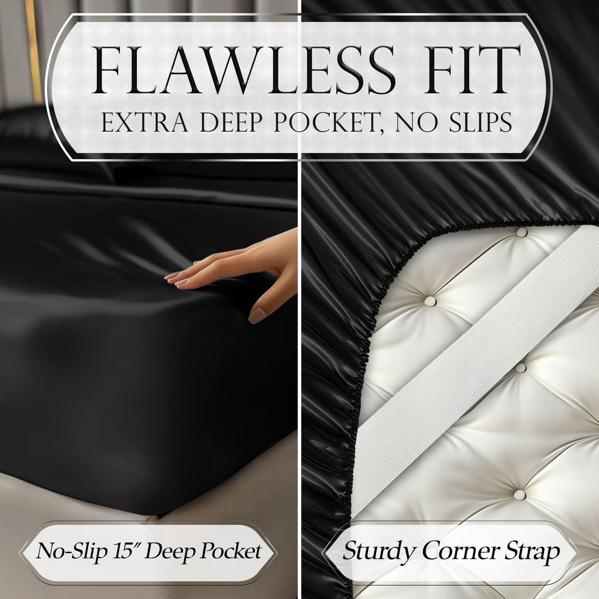 Decolure satin deep-pocket fit secures mattress up to 15 inches