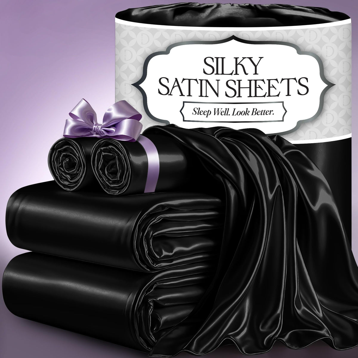 Decolure satin fitted sheet on bed for smooth, cool sleep