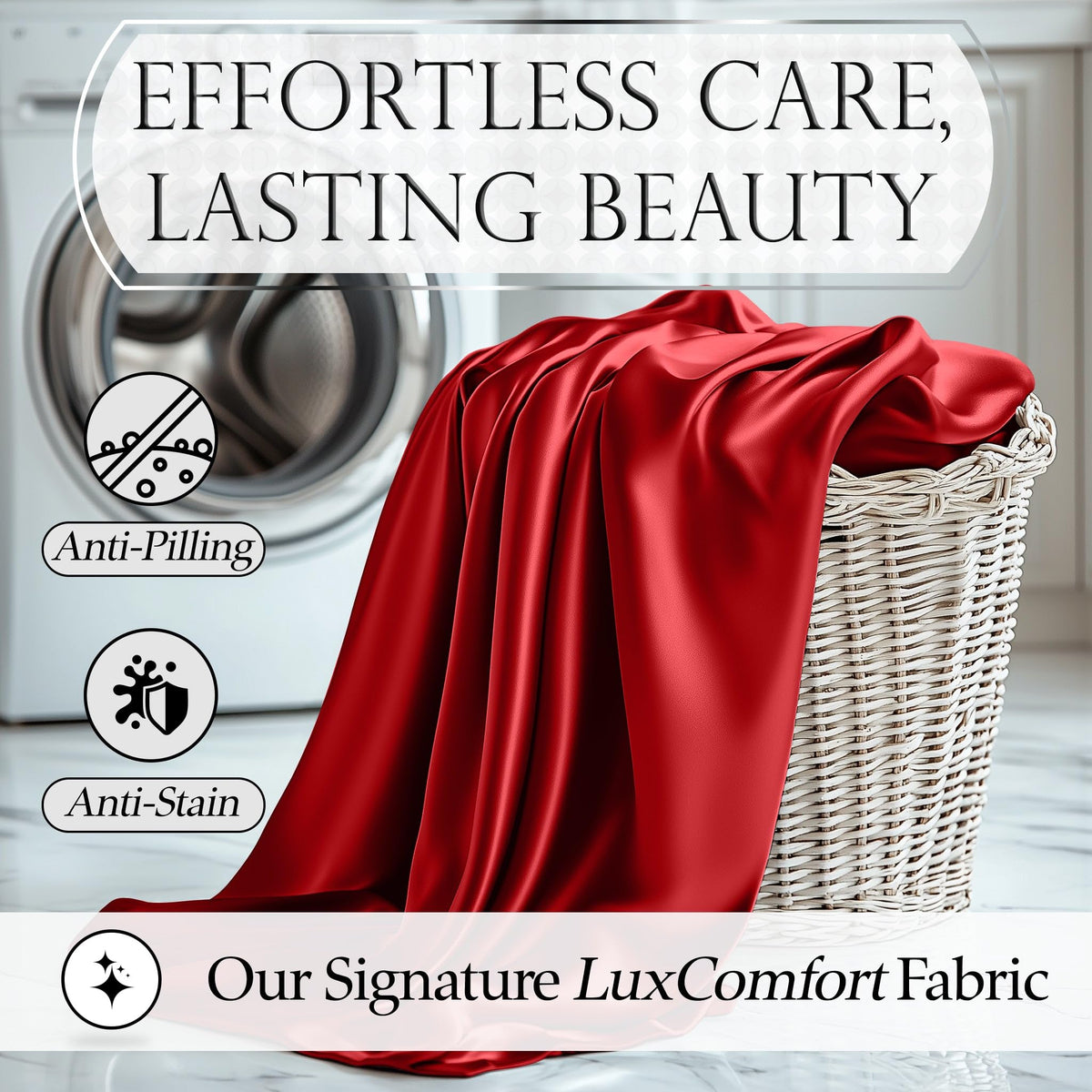 DECOLURE satin sheets with glossy finish offer luxurious feel and breathable comfort