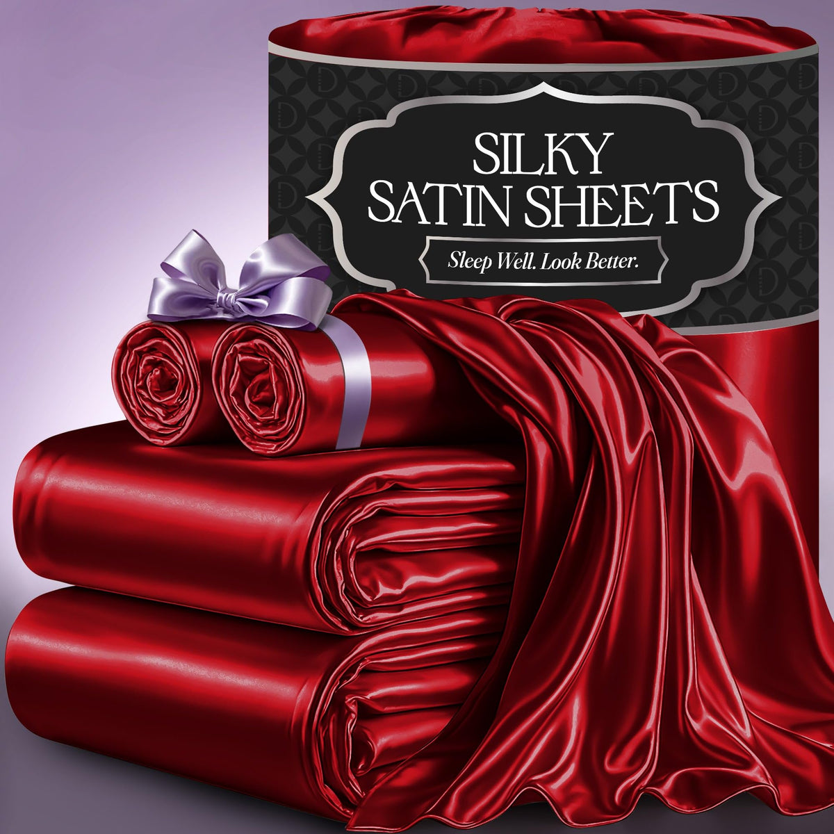 DECOLURE satin bed sheets king-size red set exudes luxury and comfort for cooler nights