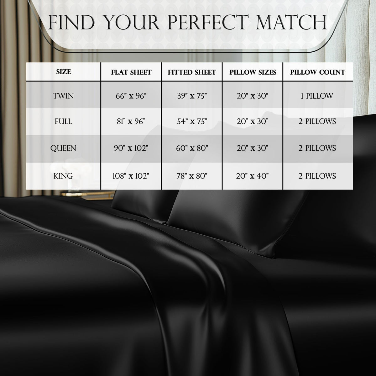 DECOLURE satin bed sheets in a cozy bedroom setting for restful sleep.