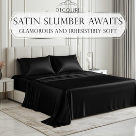 DECOLURE satin king fitted sheet with deep pocket fits thick mattresses