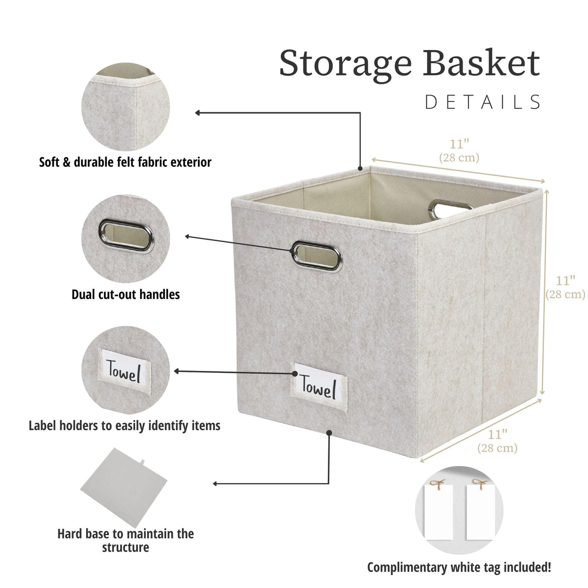 DECOMOMO 11-inch cube bin two handles being carried easily