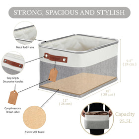 DECOMOMO bin with dual faux leather handles for easy lifting.