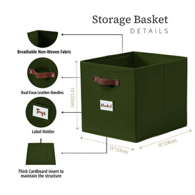 Olive green DECOMOMO bin with front label slot for sorting.