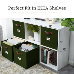 13x15x13 inch DECOMOMO bin on cube shelf.
