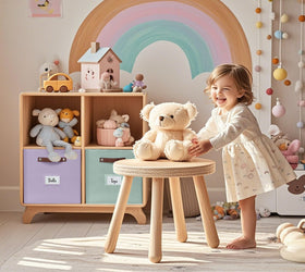 DECOMOMO rainbow storage bin fits IKEA Kallax shelf perfectly