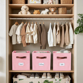 DECOMOMO pink cubes compatible with IKEA Kallax shelving.