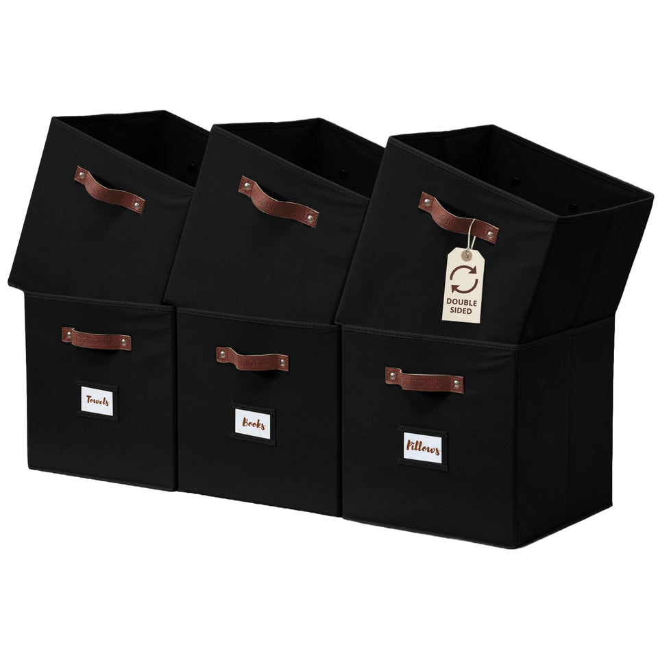 DECOMOMO storage bin with durable fabric for organized shelves.