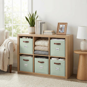 DECOMOMO sage green storage bin with dual handles for versatile carrying
