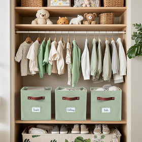 DECOMOMO sage green storage bin durable fabric with sturdy core