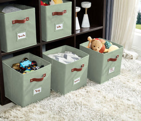 DECOMOMO sage green storage bin easy-care fabric for dorms