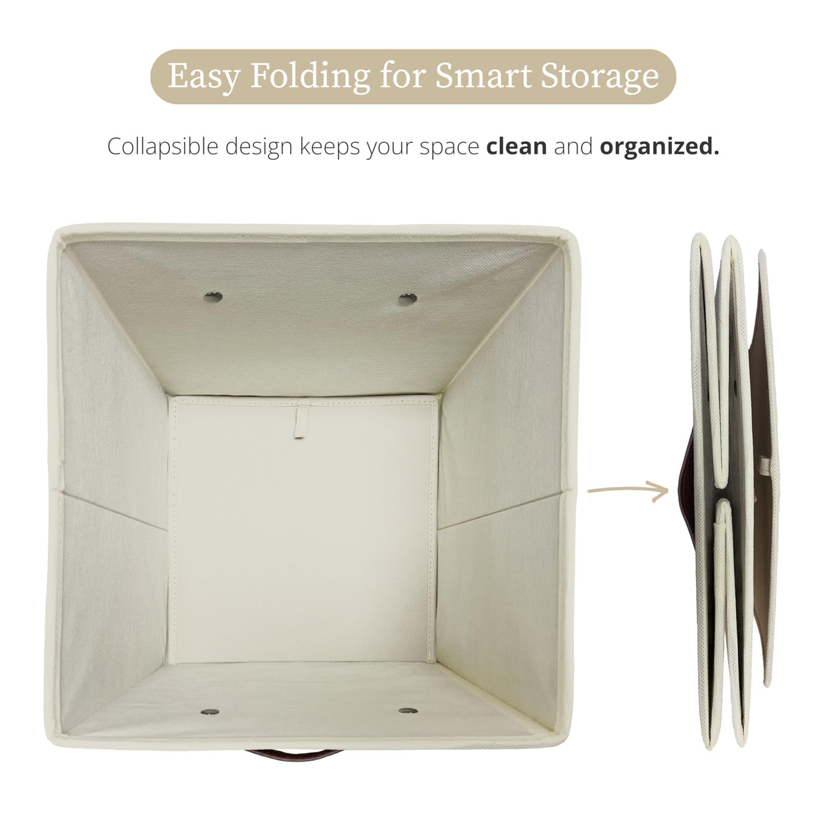 DECOMOMO storage bins reinforced by 2.6 mm cardboard core for sturdy structure.