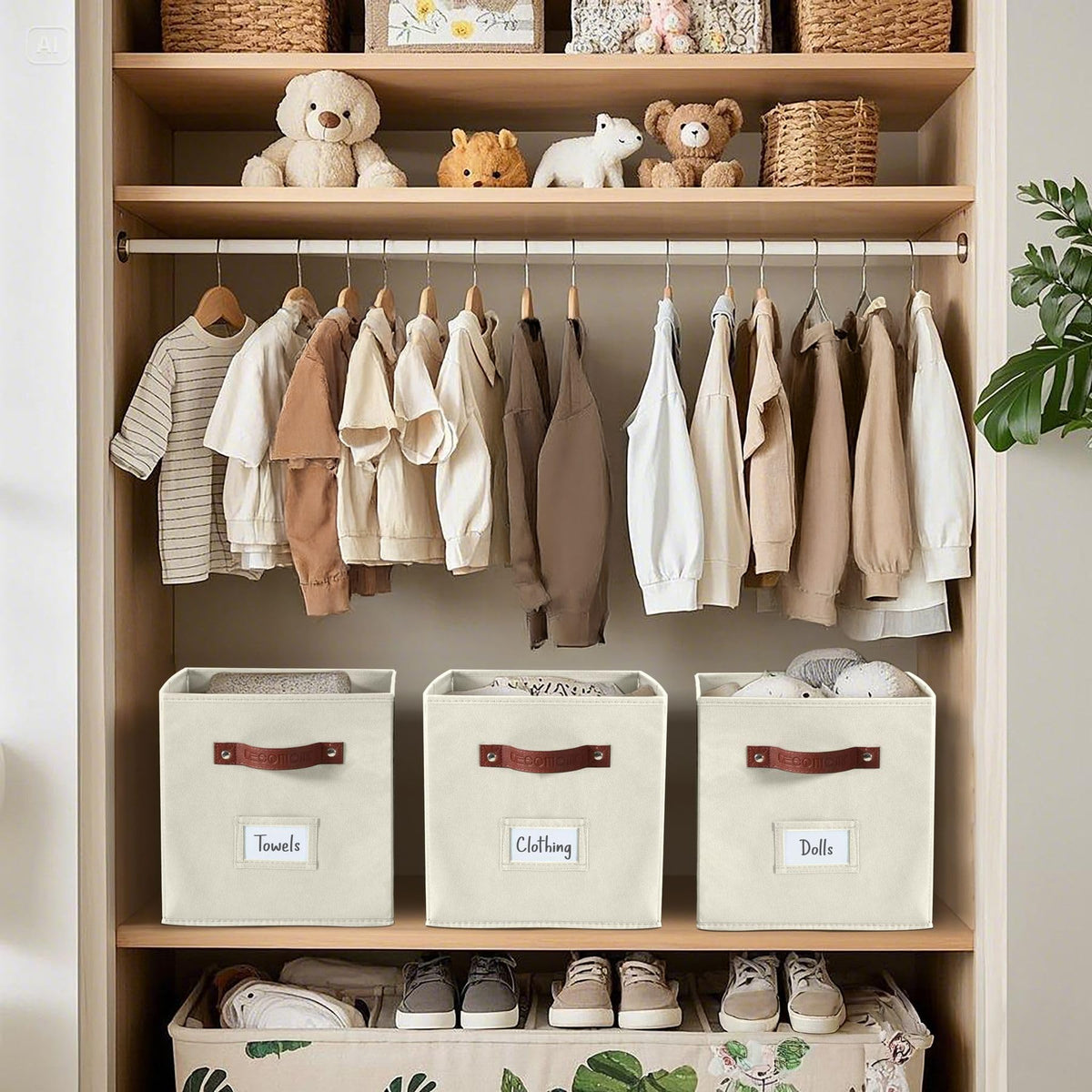 DECOMOMO storage bins compatible with IKEA Kallax for neat shelving.