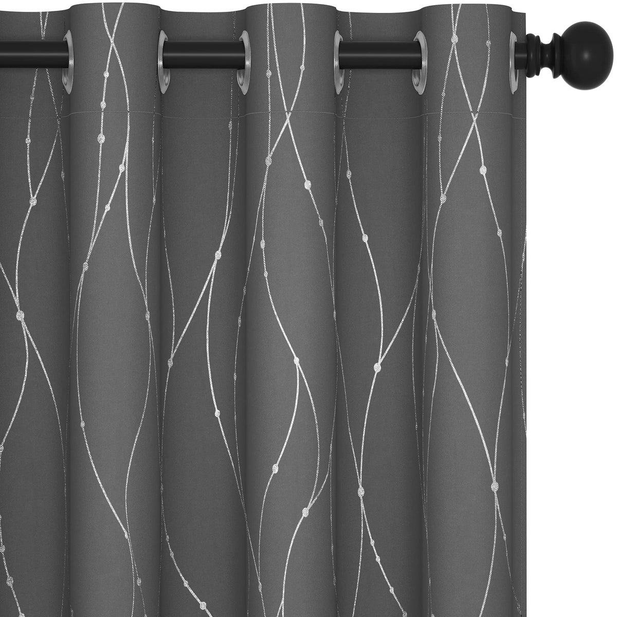 Deconovo blackout curtains grey foil print 52x84 panel for privacy and light control