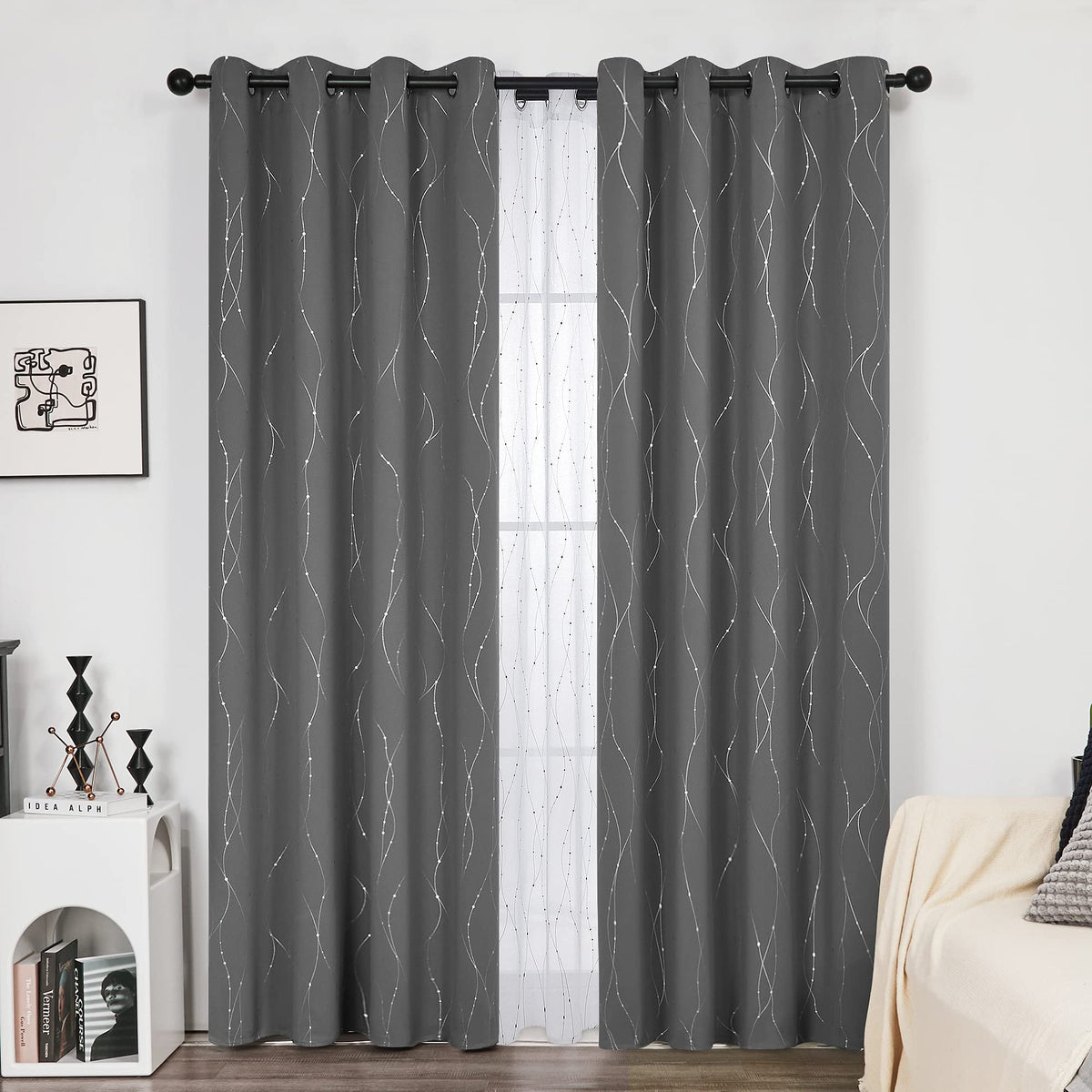 Deconovo foil print detail closeup highlighting silver accents for modern interiors