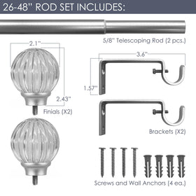 Decopolitan pink telescoping rod extended shows adjustable fit for 26 to 48 inches.