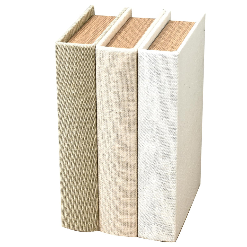 DECOR4SEASON book boxes in taupe on a shelf add subtle storage and style