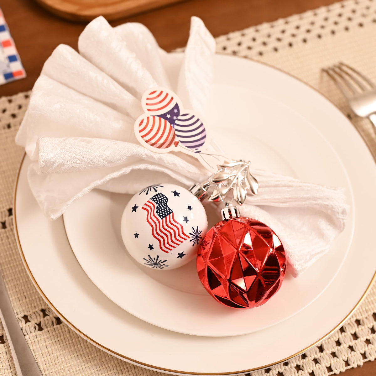 Decor by Hannah forty-count patriotic ornaments for versatile holiday displays.