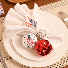 Decor by Hannah forty-count patriotic ornaments for versatile holiday displays.