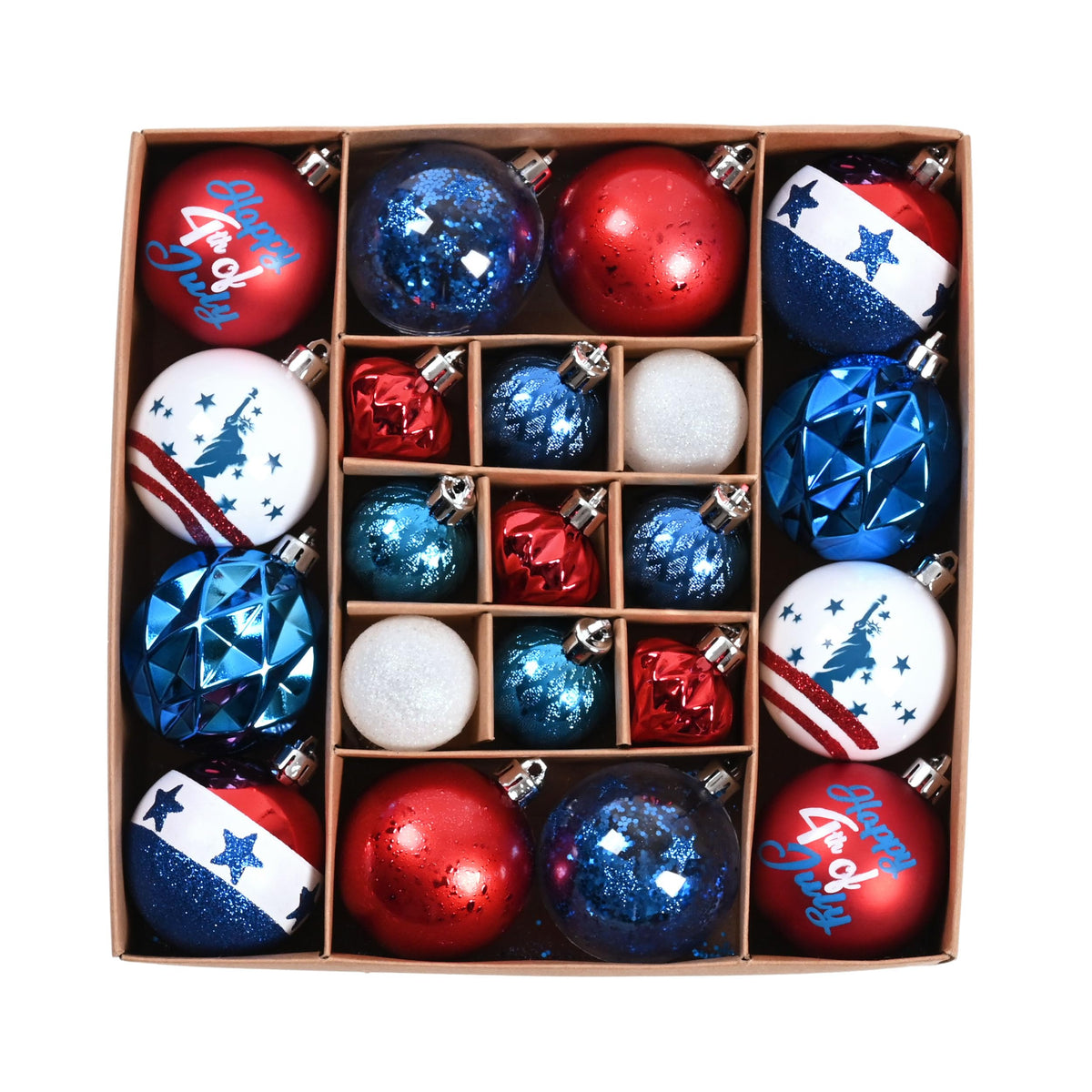Decor by Hannah patriotic ball with crackle finish adds textured charm to your July 4th display.