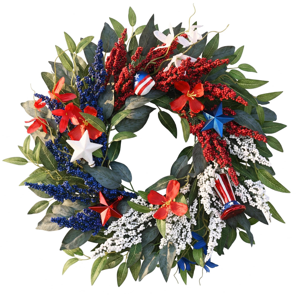 Decor by Hannah patriotic wreath on front door adds seasonal curb appeal