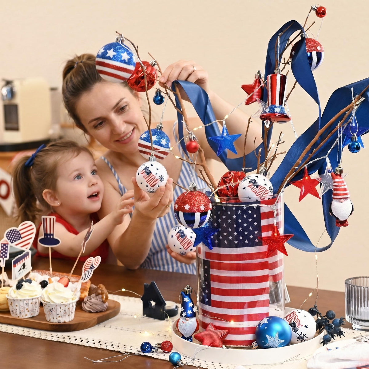 Decor by Hannah shatterproof memorial-day ornament ball for safe family decorating.