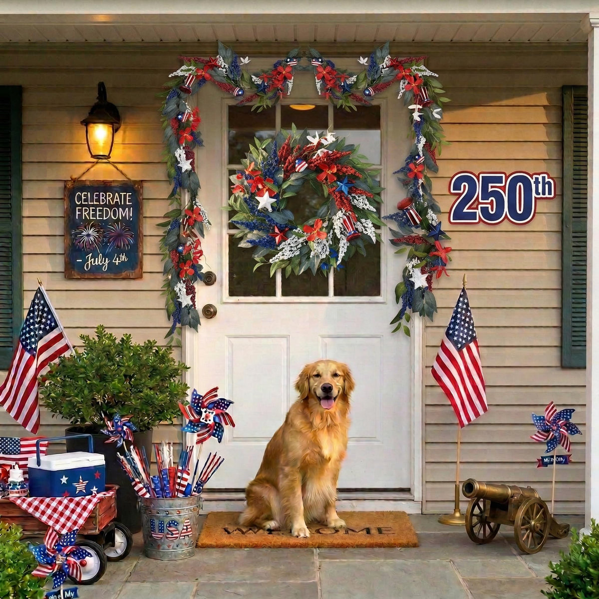 Decor by Hannah stars and stripes wreath detail with festive accents