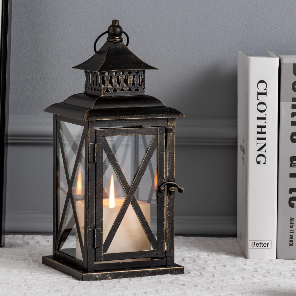 DecorKey lantern on a front porch creating a warm outdoor ambiance