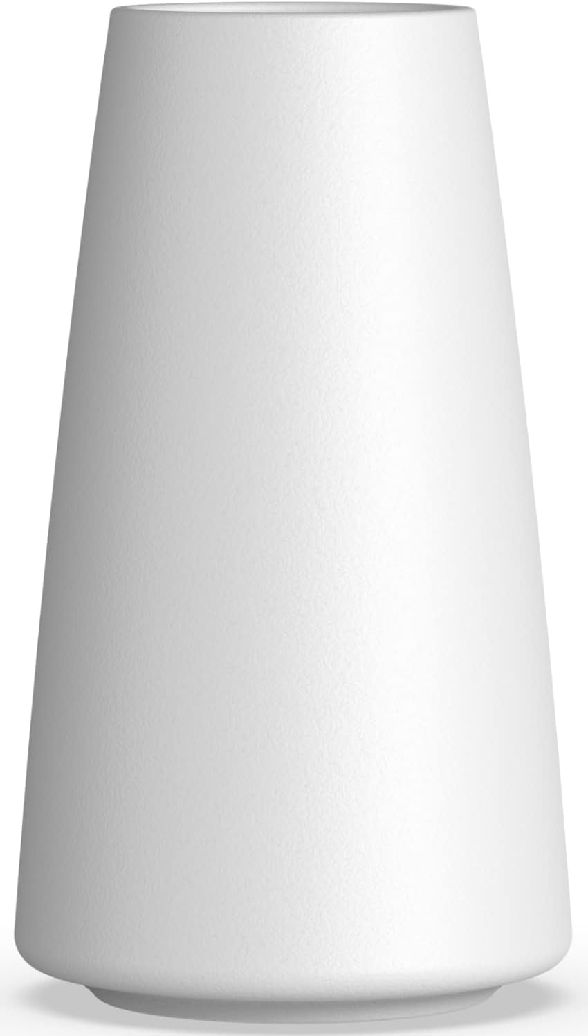 Decorpia 12-inch tall white ceramic vase for modern home decor display.