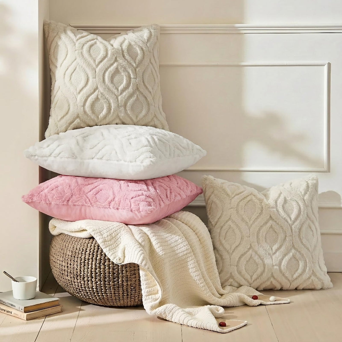 Two-pack decorUhome pillow covers simplify coordinating colors across rooms.