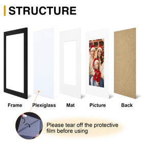 decorUhome 8x10 black frame with mat for 5x7 interior display